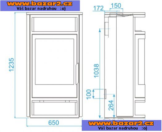 Prodám krbová kamna ABX Polar 8 - ve výborném stavu, 8kW