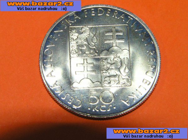 Ag mince 50 kčs sv. Anežka 1990 bez LK RR  vzácné a hledané