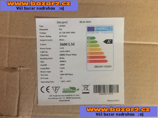 LED PANEL LED Světlo 120x30cm  NEUTRALNÍ BÍLÁ 36W