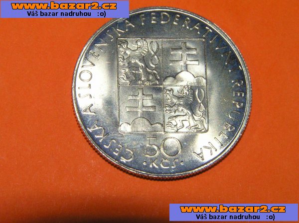 Ag mince 50 kčs sv. Anežka 1990 bez LK RR  vzácné a hledané