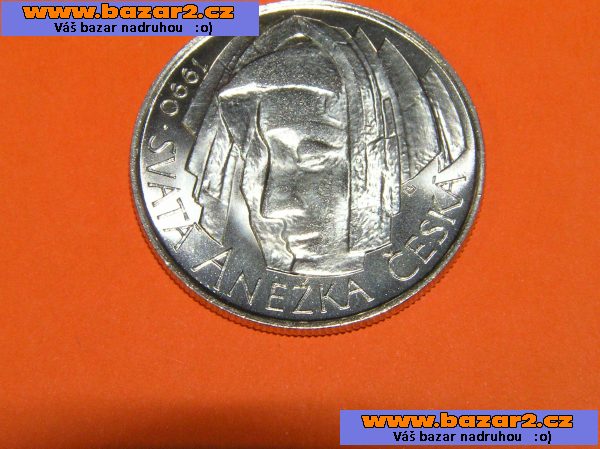 Ag mince 50 kčs sv. Anežka 1990 bez LK RR  vzácné a hledané