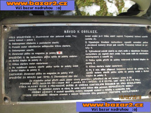 Prodám vojenskou elektrocentrálu 1,2 kw