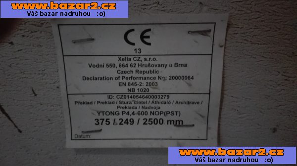 Překlady ytong 2 ks 375×249×2500