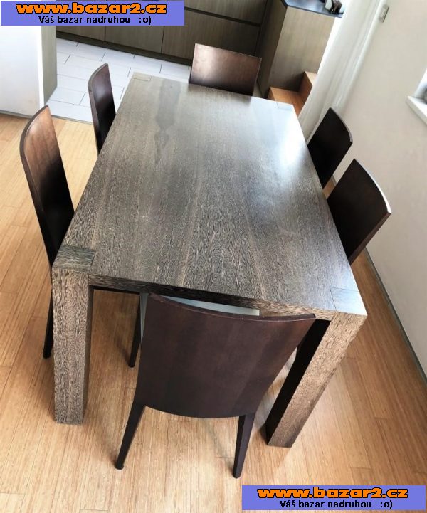 JÍDELNÍ STŮL  plus 6 ŽIDLÍ  dýha WENGE