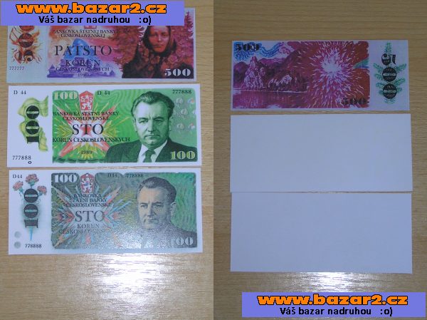 Kopie vzácných 1 republikových bankovek Mucha