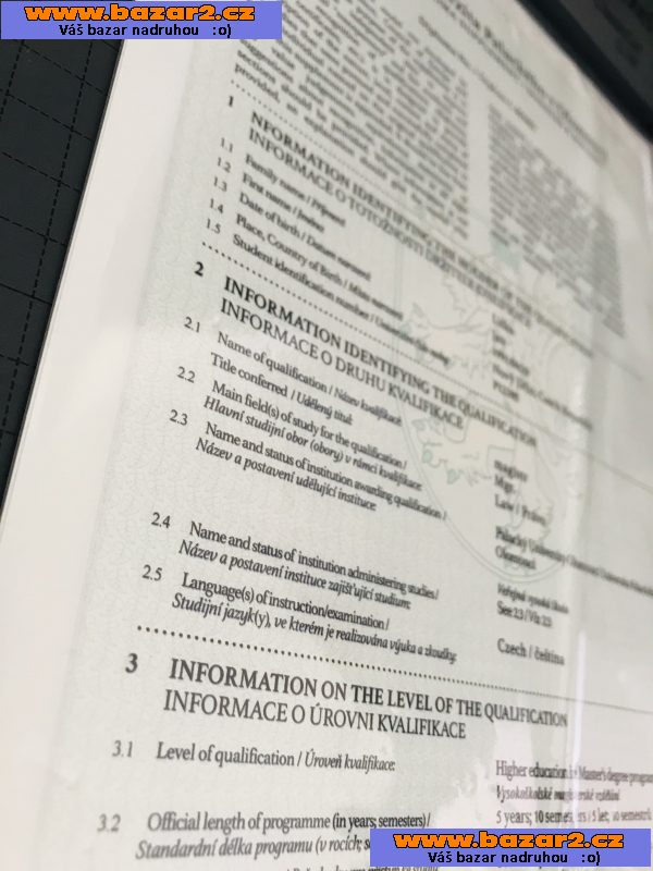 Vysokoškolský DIPLOM, maturitní vysvědčení, vyuční listy a další