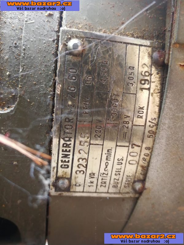 Prodám vojenskou elektrocentrálu 1,2 kw , r.výroby 1962