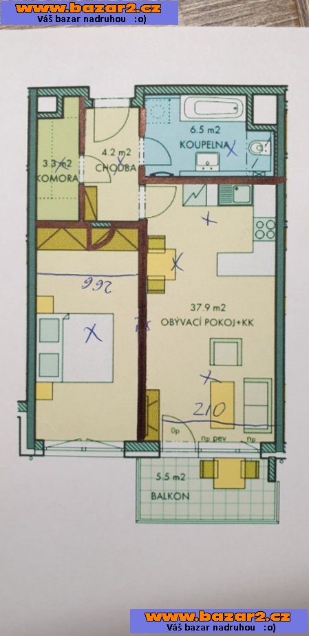 Nabízím k pronájmu byt 2+kk/B/G, 54m2