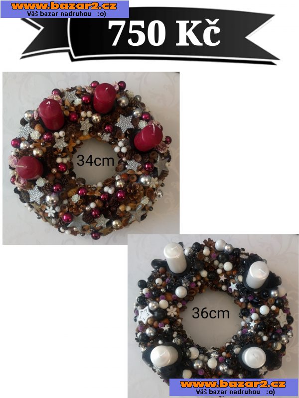 Vánoční adventní dekorace - věnce a svícny 