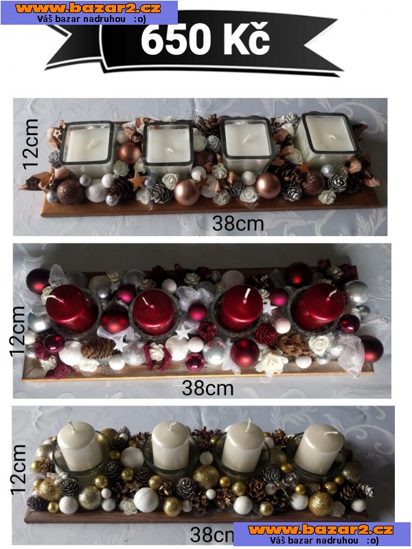 Vánoční adventní dekorace - věnce a svícny 
