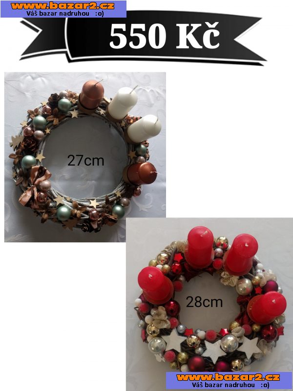 Vánoční adventní dekorace - věnce a svícny 