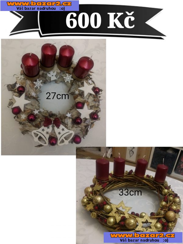 Vánoční adventní dekorace - věnce a svícny 