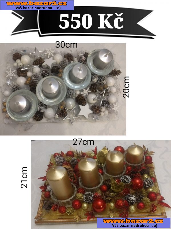 Vánoční adventní dekorace - věnce a svícny 