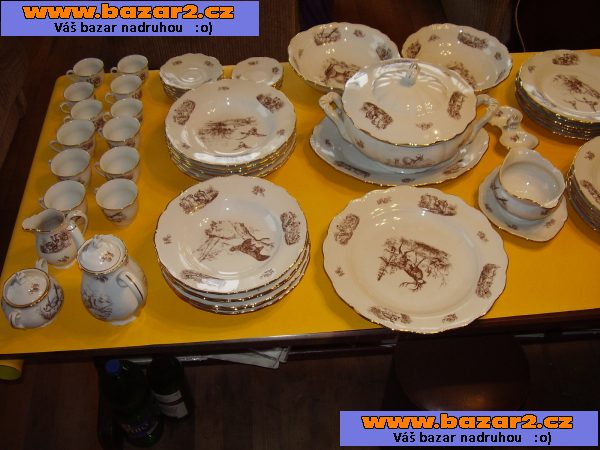 Myslivecký jídelní set- Karlovarský porcelán