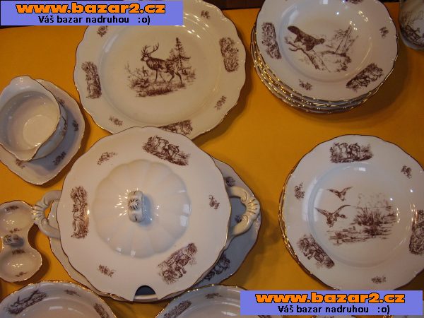 Myslivecký jídelní set- Karlovarský porcelán