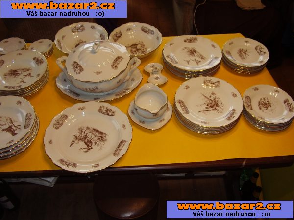 Myslivecký jídelní set- Karlovarský porcelán
