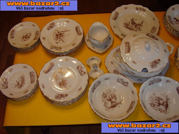 Myslivecký jídelní set- Karlovarský porcelán