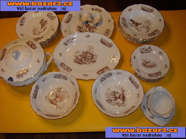 Myslivecký jídelní set- Karlovarský porcelán