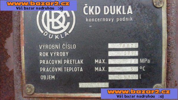 Tlaková nádoba 5400 l, nádrž, nádrže. 