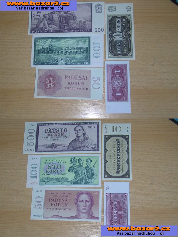 RU, ČSSR , ČSR - nevydané bankovky , návrhy oboustranná kopie