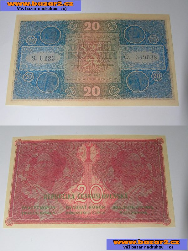Kopie vzácných 1 republikových bankovek - Mucha -