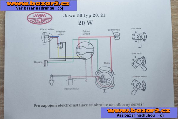 Elektroinstalace Jawa 20/21 20W