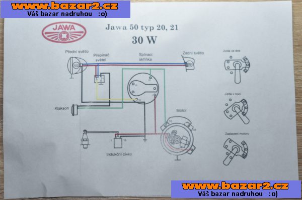Elektroinstalace Jawa 20/21 30W