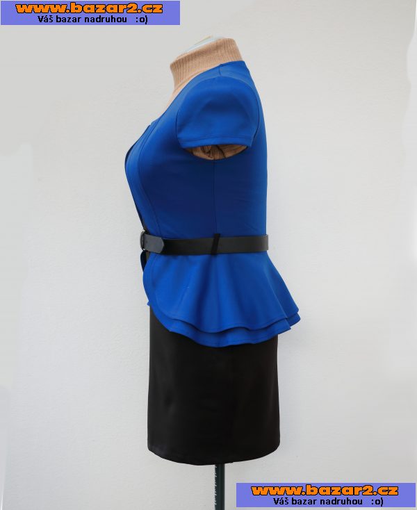 Modro-černé peplum šaty vel.40-42