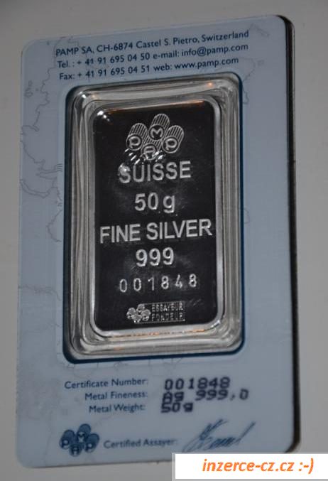 50g PAMP stříbrný investiční slitek