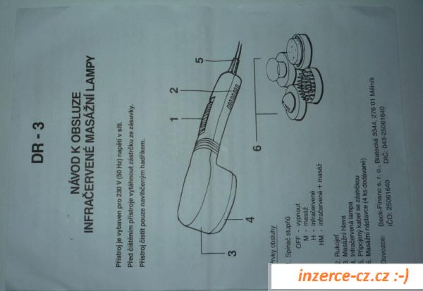 Infračervená masážní lampa DR-3