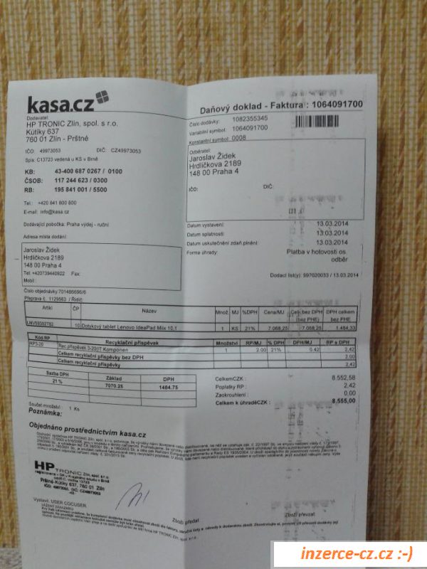 Tablet Lenovo Idea Pad MIIX 10.