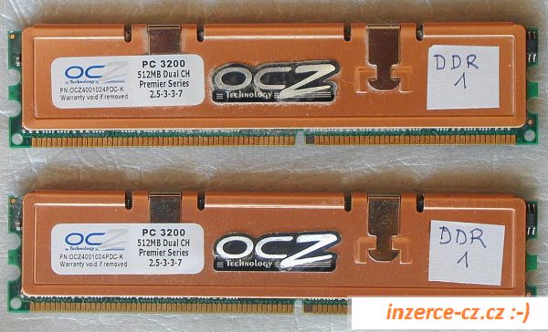 Prodám kit 2x RAM DDR 1 512 MB