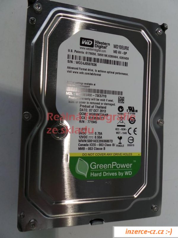 Pevný disk WD Green Power AV-GP 1TB, 16MB