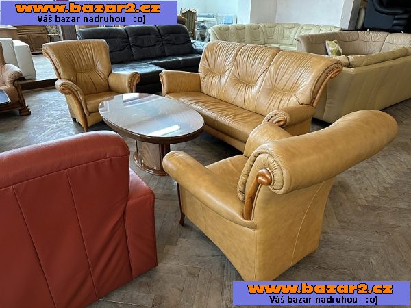 514 Luxusní designová kožená sedací souprava 1+1+3