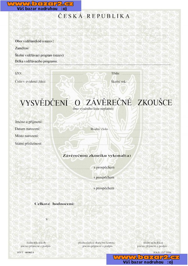    Maturitní vysvědčení 