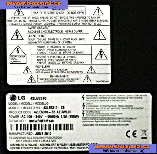 Prodám televizor LCD s LED podsvícením - LG model 42 LE5310-5, inzerce-cz.cz Prodám televizor LCD s LED podsvícením - LG model 42 LE5310