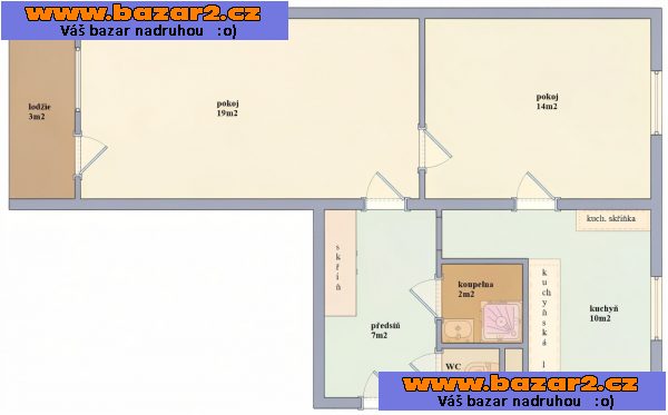 Pronájem bytu 2+1 s lodžií (56 m²), ul. Tuchorazská, Praha 10 – Malešice-2, inzerce-cz.cz Pronájem bytu 2+1 s lodžií (56 m²), ul. Tuchorazská, Praha 10 – Malešice