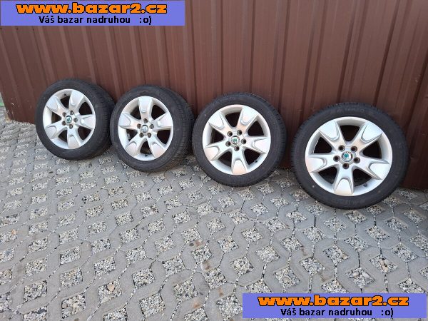 Alu kola 5x100 R15 Škoda pneu Nové 195/50 R15