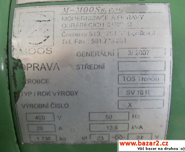 Hrotový soustruh SV18R/750 