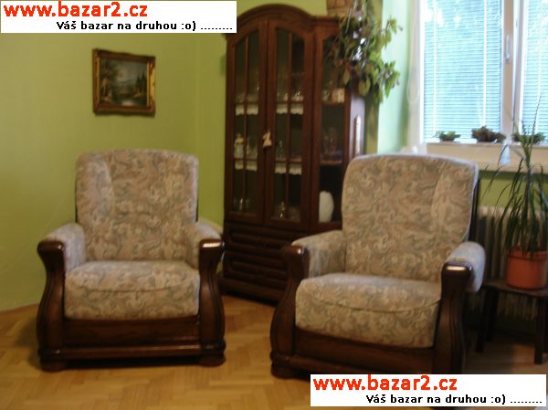 RUSTIKÁLNÍ SEDACÍ SOUPRAVA + 2x KŘESLO - ZÁNOVNÍ