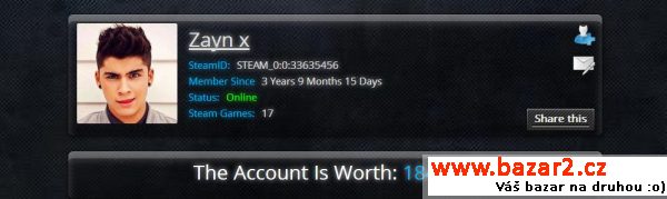 Prodám STEAM Účet + Bonus 