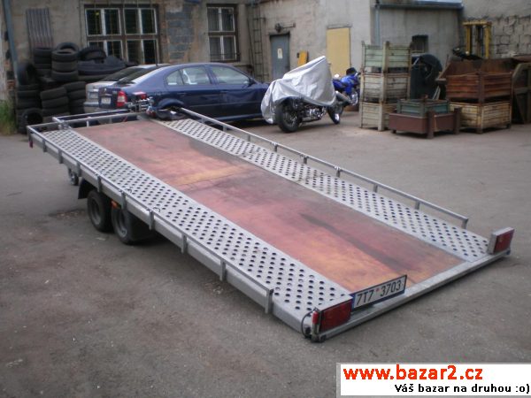 Vozík, autopřepravník+auto VW Sharan