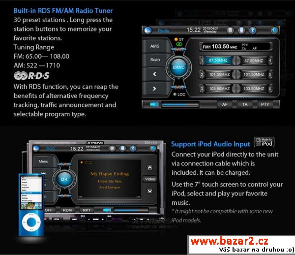 XTRONS 717g – 2DIN autorádio s GPS