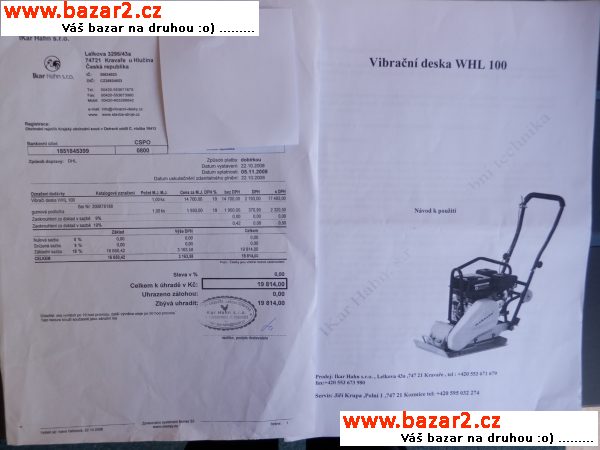 Prodej vibrační motorové deky na dlažbu