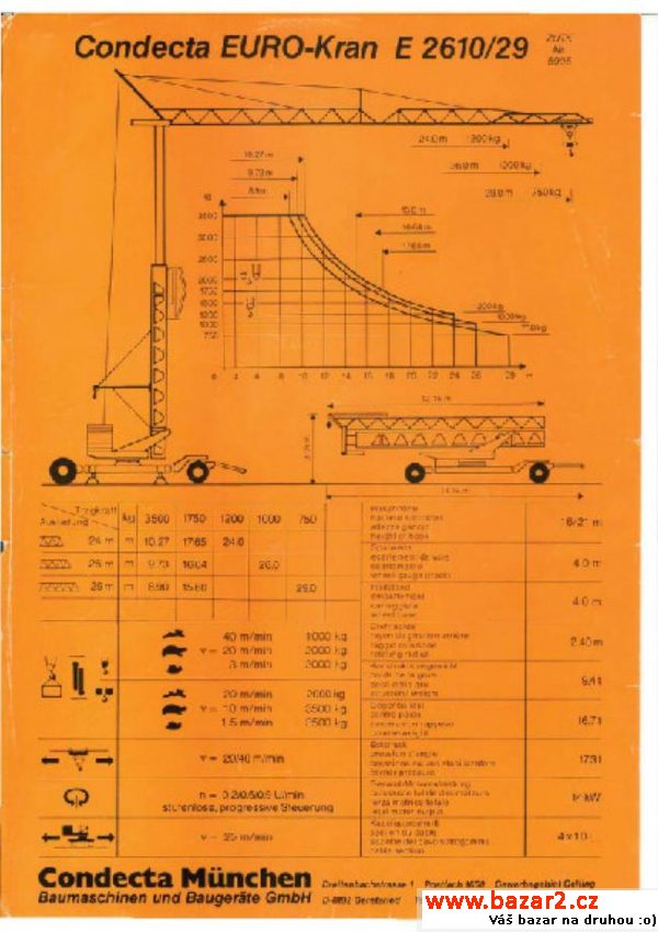 Condecta Jeřáb max. 29m/3,5t.  , r.v. 1992, barva