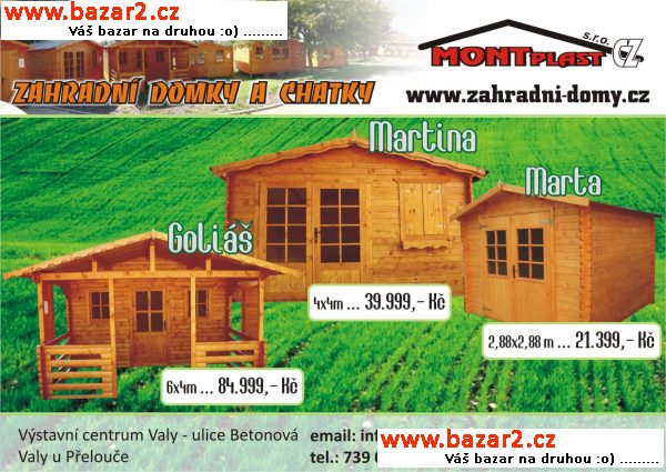 Zahradní domek, chatka, chatička, prodejní stánek, domek na nářadí.