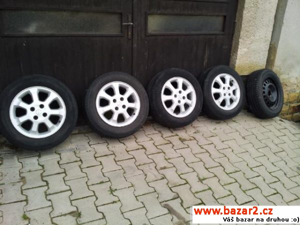 4x Alu kola, 4x100 R15 pneu 6mm