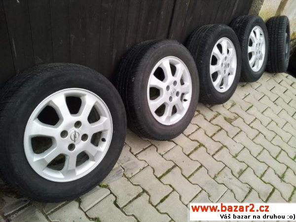 4x Alu kola, 4x100 R15 pneu 6mm