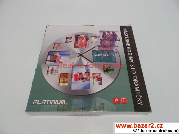 Nástěnné hodiny Platinium s fotorámečky