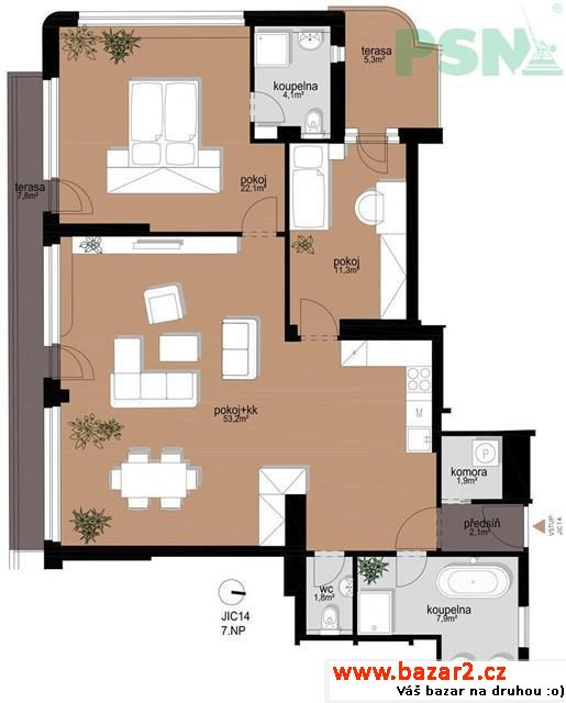 3+kk/terasa u stanice metra Flora - Praha 3 -